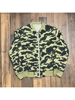 A Bathing Ape Camo Reversible Bape Heavy Bomber Jacket XL Multicolor Beige